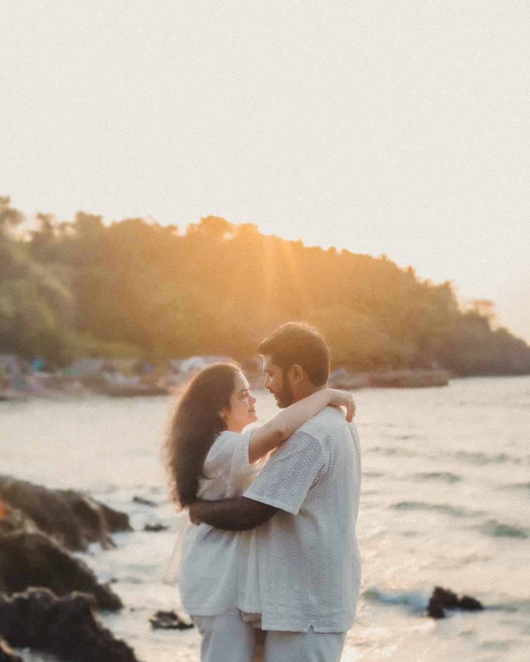 Couple portrait captured in soft natural light on their wedding day